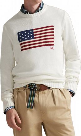 Polo Ralph Lauren Iconic Flag Sweater In Deckwash White