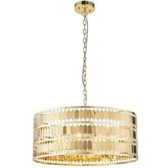 Loops Hanging Ceiling Pendant Light Hex Gold Plate Shade 5 Bulb Modern Dimming Feature