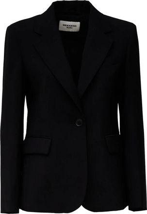 Max Mara Pure Wool Stretch Blazer - Dames - Blazers - Zwart - M - Wol - Jassen