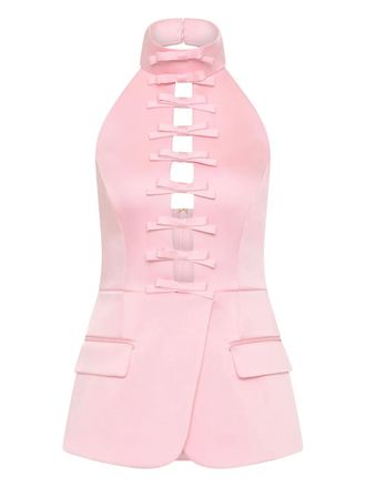 Rebecca Vallance Blouse met halternek en strikdetail - Roze