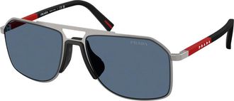 Prada PS B51S Zonnebril - Heren - Zonnebrillen - Grijs - 56 MM - Accessoires