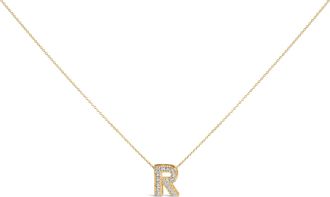 House of Brilliance Yellow Gold Vermeil.925 Sterling Silver Diamond Accent A-Z Initial Bubble Pendant Necklace