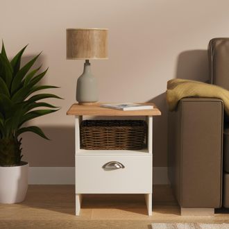 Welcome Furniture Westminster Ready Assembled Bottom Drawer Lamp Table in Cream Ash & Riviera Oak - Welcome Furniture | TJ Hughes