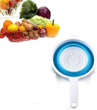 OEM Cesta Escurridora Con Mango Largo - Para Limpiar Verduras, Frutas Y Fideos - Colador Azul Artificial