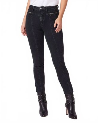 Paige Sarah Zipper Slim Straight Leg Jeans In Black