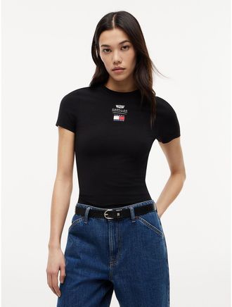 Tommy Hilfiger Womens Tommy x Cadillac F1 Team Slim T-Shirt - Black - XXS