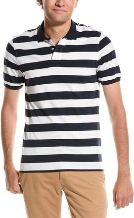 Brunello Cucinelli MenS White And Blue Striped Polo Shirt, Size XS