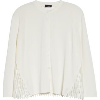 Akris Guipure Lace Back Silk Cardigan in Ecru at Nordstrom, Size 10