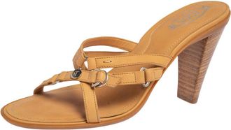 Tod's Tods Tan Leather Strappy Slide Sandals