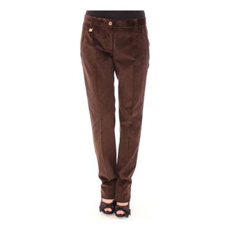 Dolce & Gabbana Slim-fit Trousers, female, Brown, S, Brown Corduroy Casual Logo Trousers