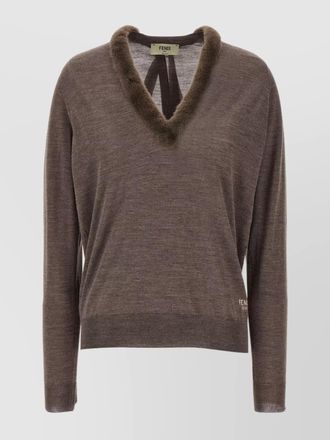 Fendi v neck knitwear fur trim