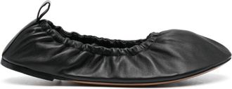The Row slip-on leather ballerina shoes - women - Calf Leather/Calf Leather/Rubber/Calf Leather - 40 - Black