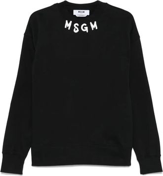 Msgm Felpa con stampa logo - Nero