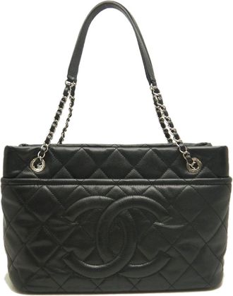 Chanel Matelasse Black Grained Calfskin Tote Bag (Pre-Owned)