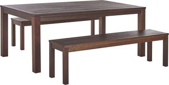 Beliani Conjunto de comedor 6 personas de madera de eucalipto madera oscura