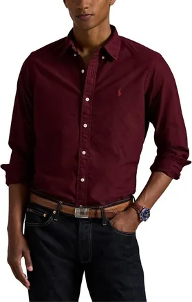 Polo Ralph Lauren Solid Cotton Oxford Button-Down Shirt in Harvard Wine at Nordstrom, Size Xx-Large