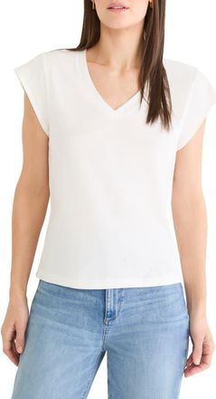 Nic+Zoe Cap Sleeve V-Neck Cotton Top in Paper White at Nordstrom, Size Xx-Large
