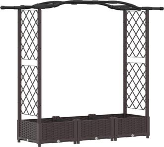 vidaXL Cama Elevada Con Trellis Y Techo Marr&oacute;n 169 X 40 X 123 Cm Pp Vidaxl