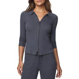 Splendid Georgie Two-Way Zip Sweater in Ice Navy at Nordstrom, Size X-Small