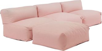 Oviala Sof&aacute; de esquina fijo modular con 3 sillones y 1 puff rosa empolvado