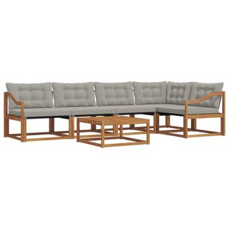 vidaXL Conjunto De Sof&aacute;s De Exterior 6 Pcs Gris Natural Y Claro Vidaxl