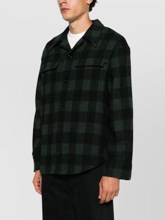Ami wool checked oversized shirt jacket