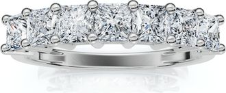 Pompeii3 1Ct Princess Cut 7-Stone Diamond Wedding Ring Womens Band Gold Lab Grown