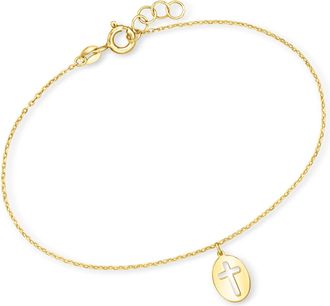 Canaria Canaria Italian 10kt Yellow Gold Cross Cut-Out Charm Bracelet