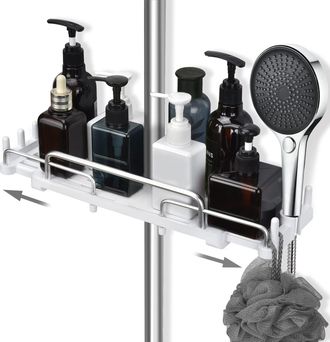 OEM Estante De Ducha Telesc&oacute;pico De 32-48 Cm, Estante De Ba&ntilde;o Colgante Sin Taladrar, Estante De Almacenamiento Para Barra De Ducha De 18 A 25 Mm (blanco)