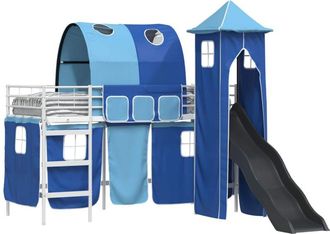 vidaXL KidsLoft Bed Frame White and Blue 90 x 190 cm Metal vidaXL