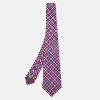HUGO BOSS Boss By Hugo Boss Purple/pink Check Patterned Silk Tie