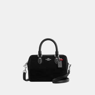 Coach Womens Mini Rowan Crossbody Bag With Cherry Charm - Black Leather - One Size