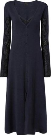Pinko Midi gebreide jurk - Dames - Kleedjes - Blauw - XS - Wol - Kleedjes