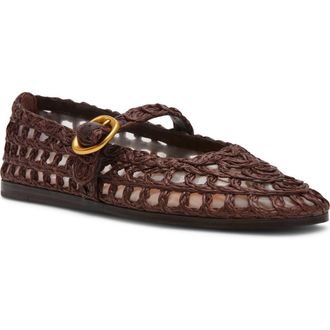 Steve Madden Melody Raffia Mary Jane Flat in Brown Raffia at Nordstrom, Size 6.5