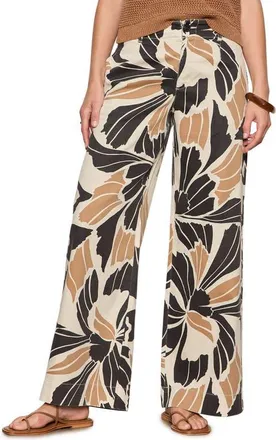 Sanctuary Academy Wide Leg Cotton & Linen Pants in Lotus Black at Nordstrom, Size 26