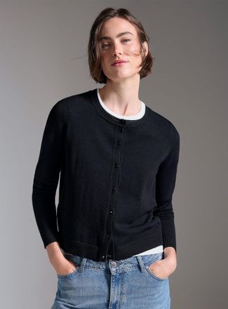 Contemporaine Womens Fine-knit crew-neck Cardigan Sweater