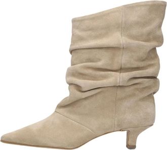 Notre-V Jenna Enkellaarsjes - Dames - Laarzen met Hak - Beige - 37 1/2 EU - Schoenen