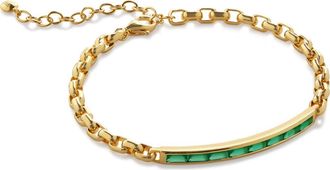 Monica Vinader Mini Baguette Chain Bracelet in 18Ct Gold Vermeil /Green Onyx at Nordstrom