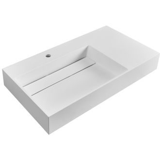 Beliani Lavabo Suspendido De Pared Cl&aacute;sico Rectangular Fundici&oacute;n Mineral Acabado Mate 90 X 48 Cm Blanco Cusco