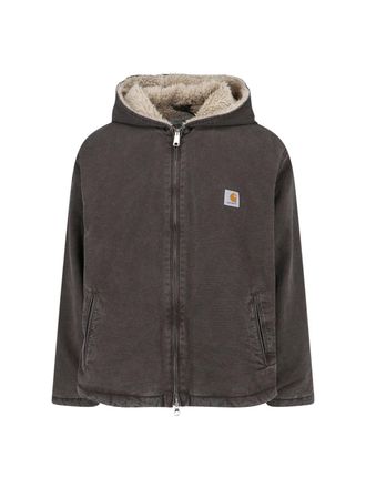 Carhartt Work in Progress Contrast Lined Cotton Hooded Jacket with Zip Closure