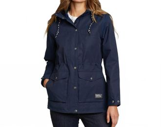 Eddie Bauer Womens Zip Up Hooded Charly Warm Rain Jacket In Navy Blue