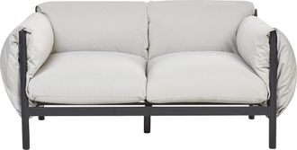 Beliani Beliani - Sof&aacute; 2 Plazas De Metal Gris Claro Negro Cojines De Tela Impermeable Esperia