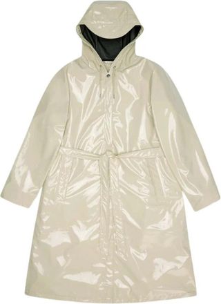 Rains A-Line Langere Jas - Dames - Parka Jassen - Beige - M - Leer - Jassen