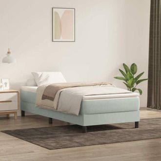 vidaXL Cama Box Spring Con Colch&oacute;n Terciopelo Gris Claro 80x210 Cm Vidaxl