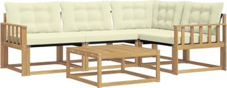 vidaXL Conjunto De Sof&aacute;s De Exterior 5 Uds. Blanco Y Crema Vidaxl