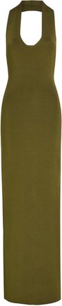 Khaite Mahi Halter-neck Stretch-knit Midi Dress - Olive - S (UK8-10 / S)