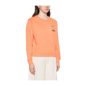 Moschino Hoodies & sweatvesten, Dames, Oranje, M, Katoen, Teddy Bear Katoenen Piqu&eacute; Sweater