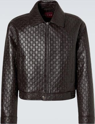 Gucci GG debossed leather blouson jacket