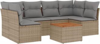 vidaXL Vidaxl - Juego De Sof&aacute;s Jard&iacute;n Con Cojines Beige Mezcla 7 Pzas Rat&aacute;n Pe