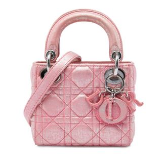 Dior Pre-owned Dior Micro Metallic Iridescent Lambskin Cannage Lady Satchel Ladies UCBRSXF1OG34AXPS